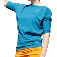 ESPARTO Yogashirt Halbarmshirt Sadaa in Bio-Baumwolle Wohlfühlshirt mit breitem Schulterausschnitt (U-Boot-Ausschnitt)