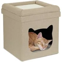 relaxdays Indoorhütte Zweistöckige Katzenhöhle