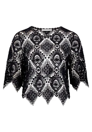 Betty & Co - Pullover in Häkel-Optik schwarz - Gr. - 40