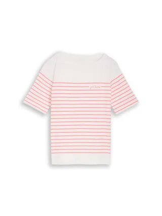 Tom Tailor - T-Shirt mit Streifenmuster whisper white - Gr. - XXXL