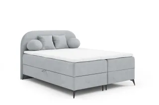 Boxspringbett Schlafzimmerbett GORGIA 180x200cm Stoff Jasmin Hellgrau