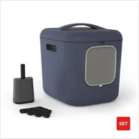 ROTHO Katzentoilette Katzenklo Bea XL mit Schwingtür – ideal für große Katzenrassen, Inkl. Schaufel und 4 Aktivkohlefilter gegen Gerüche, Magnetklappe
