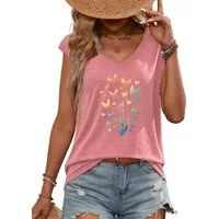 PYLIKE Neckholdertop Damen Sommer Casual bequemes Achselhemd mit Print-Shirt Bequem für Freizeit und Büro,Strandurlaub