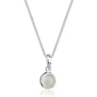Elli Kette mit Anhänger Klassik Mondstein Edelstein Rund Natur 925 Silber