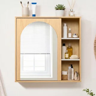 Spiegelschrank, Akazie, Holz, 20x60x60 cm, Badezimmer, Badezimmerspiegel, Spiegelschränke