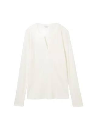Tom Tailor - Langarmshirt mit Lyocell whisper white - Gr. - XXL