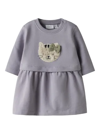 NAME IT - NBFTACATHY LS SWEAT DRESS BRU lavender gray - Gr. - 80