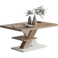 Casaria Couchtisch Detroit, Holz 2 Ablagen 90x60cm Modern Eckig Kratzfest Weiß Eiche