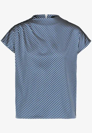 zero - Satinbluse gestreift mit Stehkragen dark blue/white - Gr. - 40