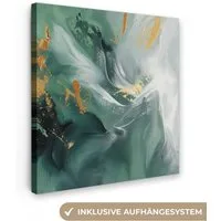 OneMillionCanvasses® Leinwandbild Grün - Modern - Marmor - Abstrakt, Fotodruck (1 St), Wandbild, Deko Schlafzimmer Wohnzimmer Flur 20x20 cm