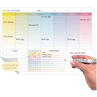 TOBJA Terminplaner Whiteboard Wochenplaner abwischbar A4 – Selbstklebend inkl. Stift, Kalender mit To-Do Liste & Habit Tracker
