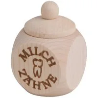 Gravidus Zahndose Milchzahn Dose m. Schraubverschluss Holz 4x4x6 cm
