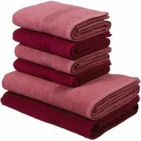 OTTO home Handtuch Set Anna, 2 Duschtücher 70x140, 4 Handtücher 50x100, Walkfrottee (Set, 6-St), Handtuch-Set, gestreifte Bordüre, weich, 100% Baumwolle, zweifarbig