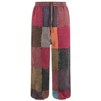 KUNST UND MAGIE Cargohose Bunt Patchwork Freizeit Hose Stonewashed-Unisex Hippie Goa Hose Boho