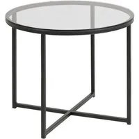 ACTONA GROUP Couchtisch Conrad, runder Kaffeetisch, Scandi design, B: 55 (Couchtisch, Sofatisch, OTTOs Choice), Tischplatte aus gerauchtem Glas, schwarzes Metallgestell, H: 45 cm