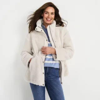 Gefütterte Teddyjacke für Damen, Damen, size: regular, Beige, Polyester, by Lands' End