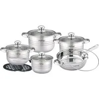 Cheffinger Topf-Set XXL 12-tlg Edelstahl Kochgeschirrset Induktion, (12-tlg)