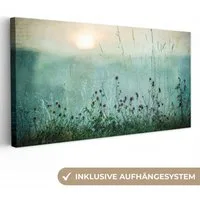 OneMillionCanvasses® Leinwandbild Panorama Natur - Vintage - Blumen - Sonne, Fotodruck (1 St), Wandbild, Deko Schlafzimmer Wohnzimmer Flur 40x20 cm