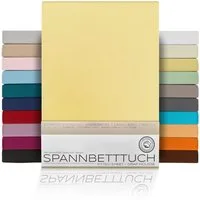 Beautex Spannbettlaken Spannbetttuch Jersey Baumwolle Premium, Jersey, Gummizug: rundum, (1 Stück), atmungsaktiv, hautfreundlich, perfekte Passform, formstabil, 160 g/m²