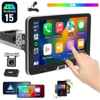 ESSGOO 64G DAB+ Autoradio 1DIN Android15 Carplay Radio Navi WiFi 360° drehbar Navigationsgerät (Carplay Android Auto Bluetooth EQ USB GPS Navi WIFI Touchscreen)