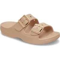 Crocs Saturday Metallic Buckle Sandal W Pantolette Sommerschuh, Urlaubsschuh, Strandschuh, Schlappen mit Schnallen