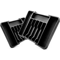BigDean Besteckeinsatz 2 Stück Schubladen Organizer aus Kunststoff in Schwarz (Set, 2 St., Besteckkasten), Platzsparend, Optimale Organisation, Flexibel Anpassbar
