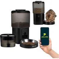 Peluvio Katzen-Futterautomat FEAST CAT, 2in1 Futterautomat+Trinkbrunnen/App+3MP Kamera/Notstrom