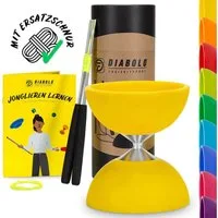 Diabolo Freizeitsport Diabolo Set Basic - inkl. Alu-Handstäben, Ersatzschnur, Anleitung, (1-tlg), Diabolo Set Basic gelb Kinder ab 5 mit Stäben Anleitung Ersatzschnur