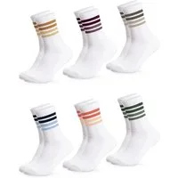 OCCULTO Sportsocken Damen Retro Tennis Socken 6er Pack (Modell: Steffi) (6-Paar)
