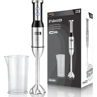Lebenlang Stabmixer Edelstahl Pürierstab, 1000,00 W, 8 Geschwindigkeitsstufen & Turbo-Modus I Edelstahl I Spritzschutz