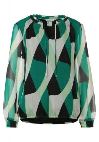 Street One - Smock Chiffonbluse grün - Gr. - 34