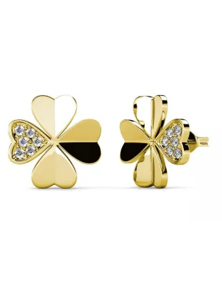 Kleeblatt-Ohrringe - Gold und Kristall