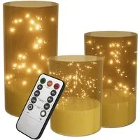 FIVMEN LED-Kerze 3 Stück LED Kerzen Flackernde mit Eingelassener Lichterkette