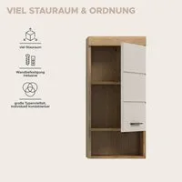 welltime Hängeschrank SIENA, Breite 37cm, 1 Tür, 1 offenes Fächer, 1 Einlegeboden, MDF-Front (1-St., TOPSELLER) in verschiedenen Farben erhältlich, Badmöbel, Badschrank, Schrank, Bad