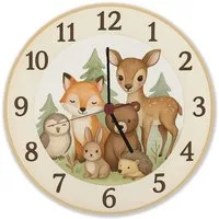 speecheese Wanduhr Waldtiere Aquarellstil Wanduhr aus MDF für Tierliebhaber