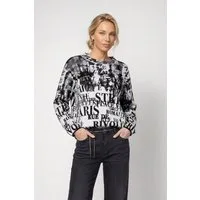 Monari Rundhalspullover Pullover Buchstabenjacquard Regular fit mit Rundhalsausschnitt