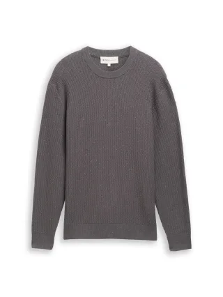 Denim Tom Tailor - Strickpullover mit Rundhalsausschnitt mid grey multi color neps - Gr. - XXL