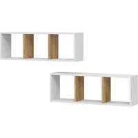 Vicco Bücherregal Tomy, Weiß/Goldkraft Eiche, 90 x 30 cm 2er Set, 2-tlg.