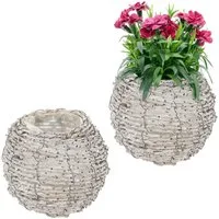 relaxdays Blumentopf Runder Blumentopf im 2er Set (2 St)