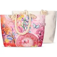 JACK Strandtasche Reißverschluss Baumwolle Descanso, mit wunderschönem Design, 40x55cm, Beachbag mit Innentasche