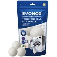 EVONOX Trocknerball Trocknerball Wolltrocknerball -Trocknerbälle aus Merinowolle, 3 Stück (3-St), Kann die Trocknungszeit verkürzen und Energie sparen.