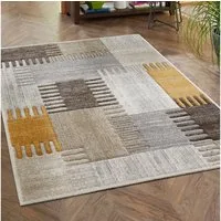 LUXOR living Teppich Toronto, rechteckig, Höhe: 12 mm, Kurzflor, modernes Patchwork-Design, Hoch-Tief Struktur, Wohnzimmer