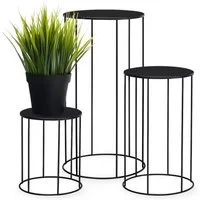 Spetebo Blumenhocker Metall 3er Set rund schwarz matt - 39 / 29 / 19 cm (Anzahl, 1 St., Stück), elegantes Industrial Design