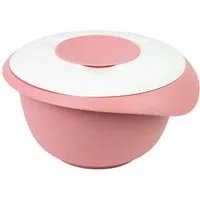 WESTMARK Rührschüssel mit zweigeteiltem Deckel, 2,5 l, Mit Ausgießer, Kunststoff, Rosa/Weiß, PP, PE