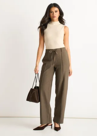 Marl Grey Drawstring Elastic back Tailoring Trousers