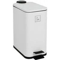 SVITA Mülleimer ST5, Treteimer, Softclose-Funktion, 5L, Stahl pulverbeschichtet, Weiß
