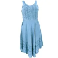 Guru-Shop Midikleid Besticktes Boho Sommerkleid, Midikleid,.. alternative Bekleidung
