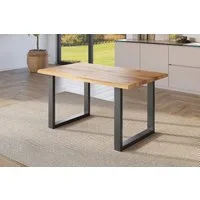SAM® Esstisch Thoran, Holz-Optik Wildeiche, U-Metallgestell, Baumkante