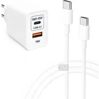 Alpha Electronics 45w Ladegerät USB C Charger Smartphone-Ladegerät (3000 mA, Spar-Set, 2-tlg., Universelle Kompatibilität, Handy Tablet + 60W USB-C Ladekabel 1m 2m, Huawei, Samsung, Apple, Xiaomi, Google Schnellladegerät)