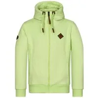 naketano Sweatjacke Herren mit Kapuze, breiter Stehkragen, melierte Sweatware, Kordelzug Eingrifftaschen, Rippbündchen, Kunstleder-Logo, casual, Streetwear